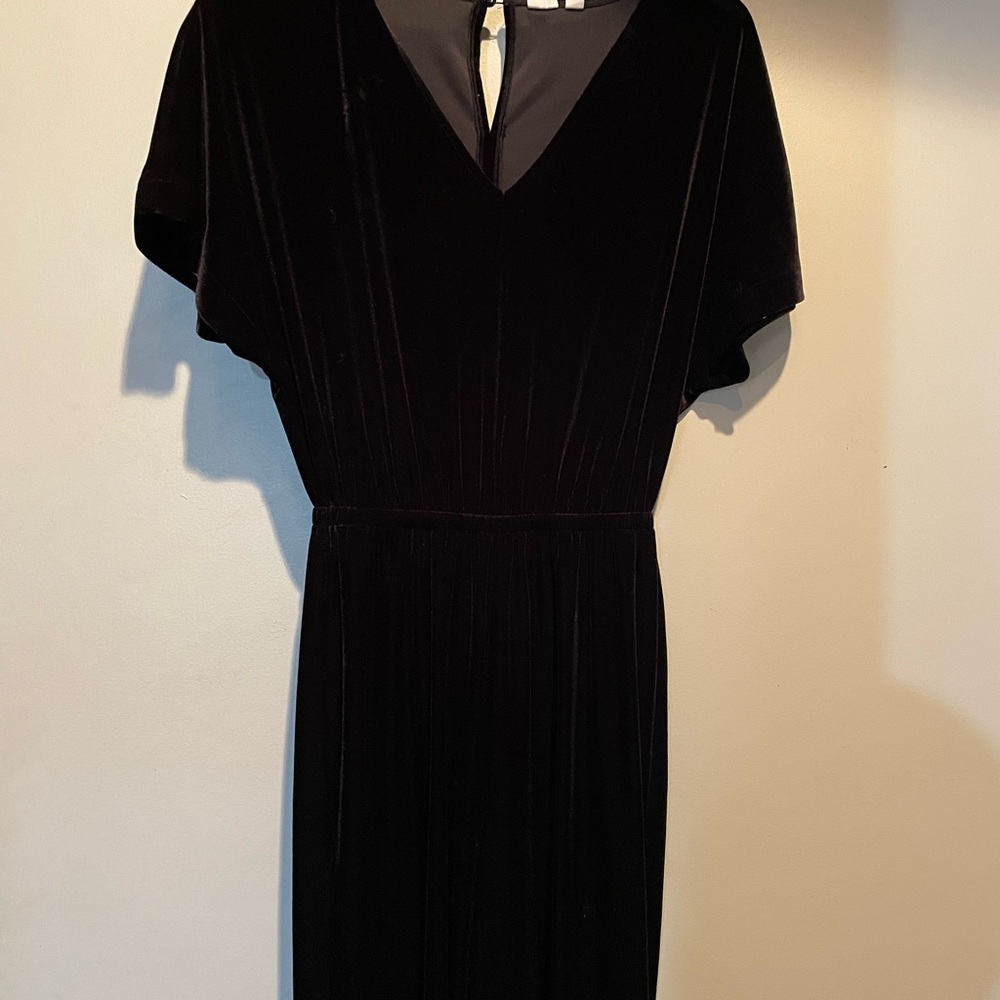 Gap black velvet jumpsuit